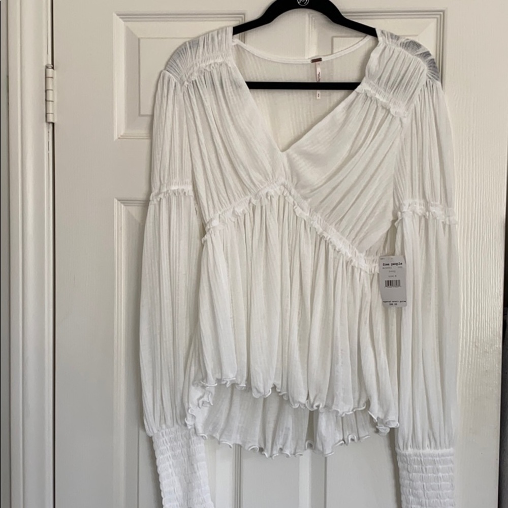 Free People Long Sleeve White Blouse *w/ tags*